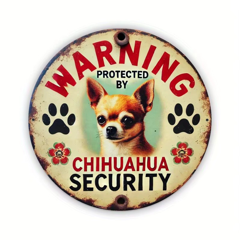 Potdemiel Vintage Chihuahua Guard Warnschild aus Eisen als dekorativer Wandbehang - Bild 4