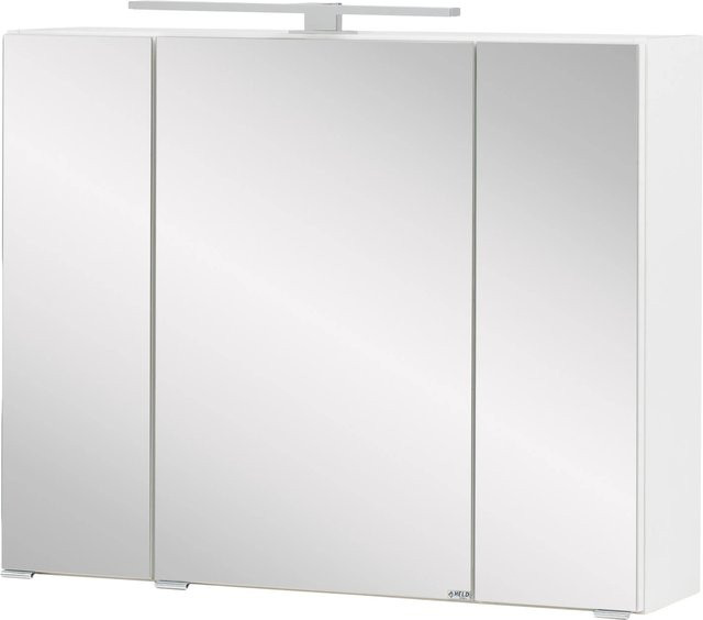 Held Möbel 3D-Spiegelschrank Salerno Weiß mit LED-Beleuchtung und Shaver-Steckdose, Breite: 80 cm, Höhe: 64 cm, Tiefe: 20 cm - Bild 1
