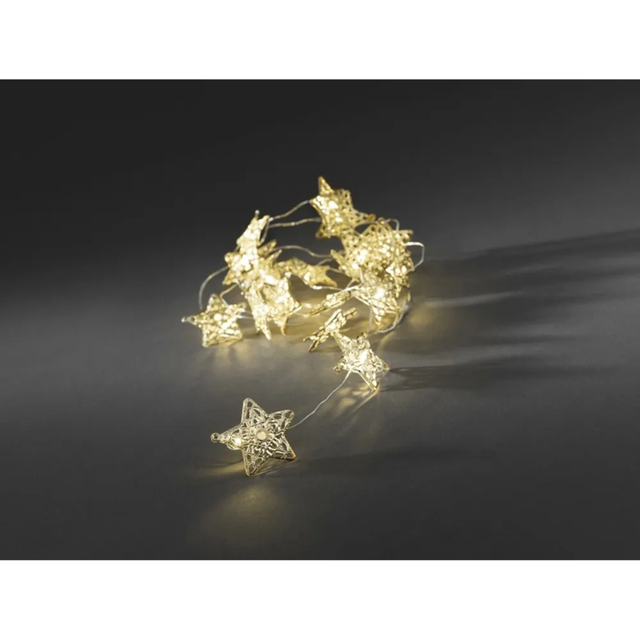 Konstsmide LED Dekokette mit Metallsternen in Gold und warmweißem Licht - Bild 2