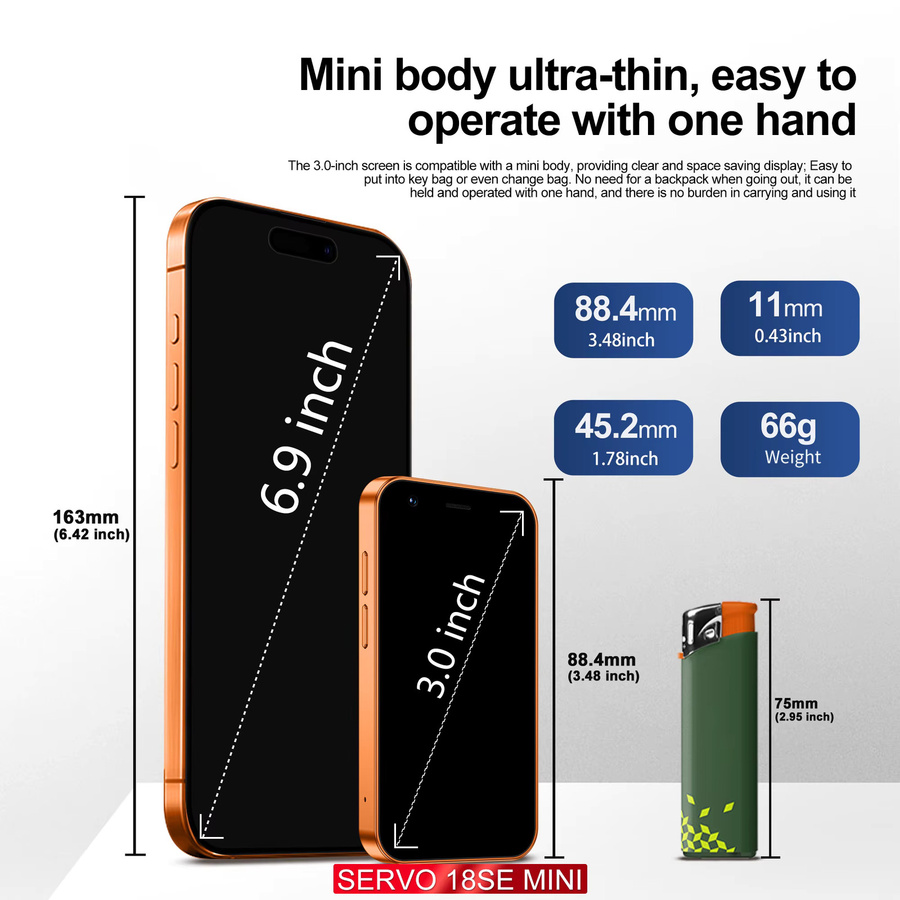 SERVO 18SE Mini Android Smartphone in Blau mit 3,0 Zoll Display, 16GB Speicher, 3G WCDMA, WLAN und Gesichtserkennung - Bild 3