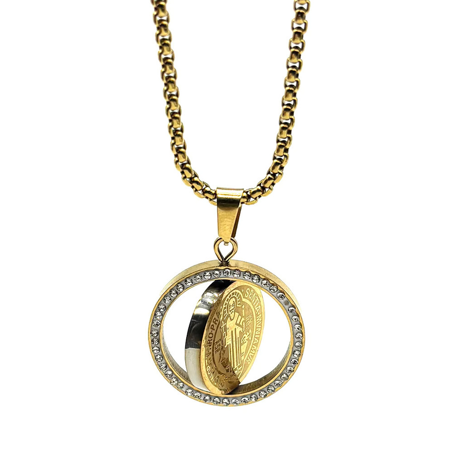 AFAWA Anhänger-Halskette Edelstahl, Kristall, Gold, Unisex - Bild 4