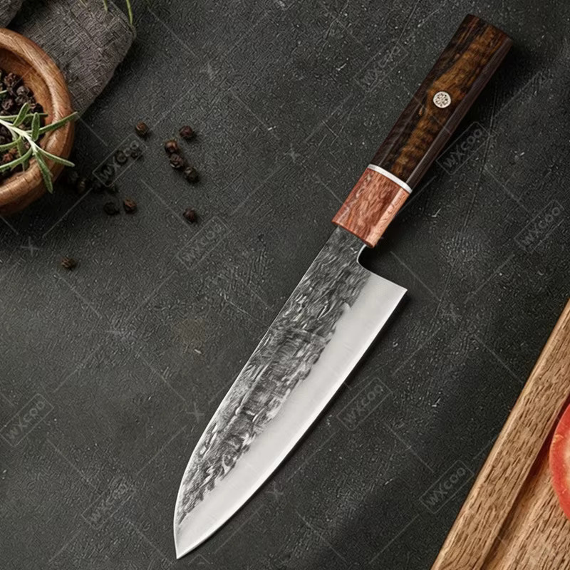 WXCOO Handgeschmiedetes Santoku Japanisches Kochmesser aus Holz mit Schutzhülle - Bild 2