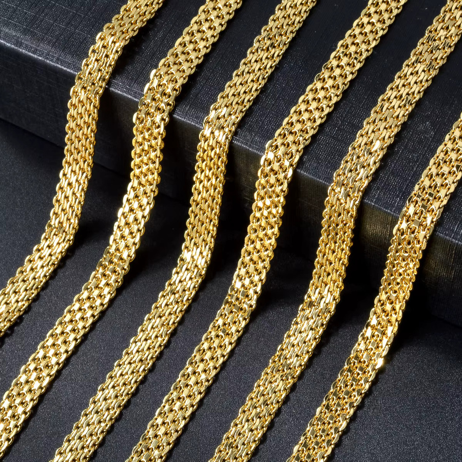 Halskette 18 Karat vergoldet, unregelmäßige Texturen, Unisex - Bild 2