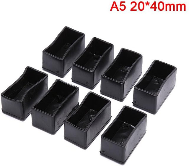 8 Stück rutschfeste Silikon-Stuhlbeinkappen von LuckyDay3 in Schwarz, rechteckige Tischfußabdeckung und Sockelprotektor, Breite: 4 cm, Tiefe: 2 cm - Bild 1