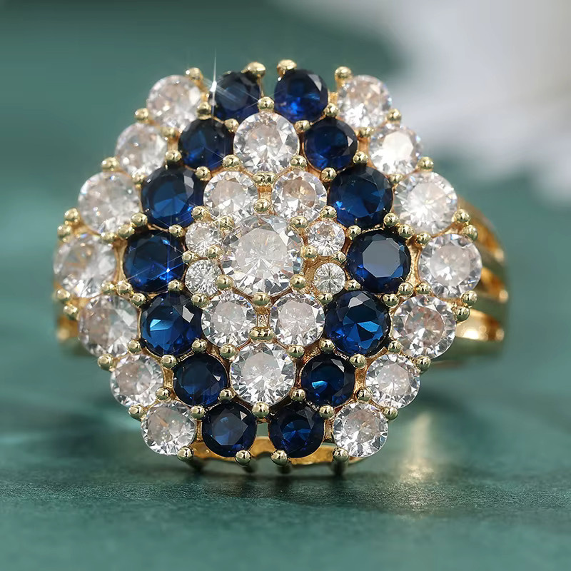 YoYo Ring, vergoldet, Messing, blauer Zirkonia, Damen - Bild 4