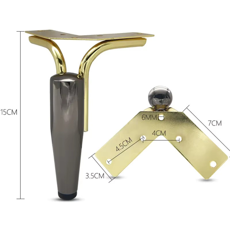 Wincu 4er Set Möbelbeine aus Metall in Gold, Höhe: 15 cm - Bild 3