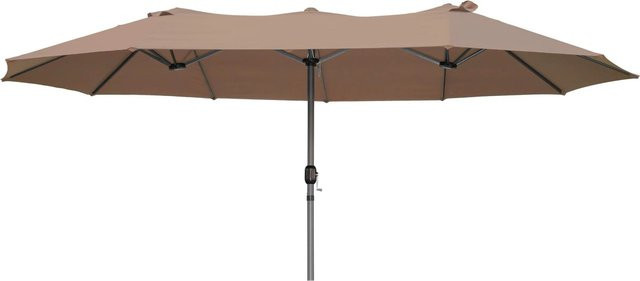 DELUKE Doppel-Sonnenschirm WINDA Hellbraun aus Polyester mit UV-Schutz, Höhe: 265 cm, Breite: 265 cm, Tiefe: 240 cm - Bild 1