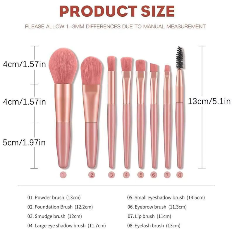 Make-up Pinsel Set, Mini Reise-Set für Lidschatten, Foundation, Puder, Wimpern, Lippen, Concealer, Rouge - Bild 1