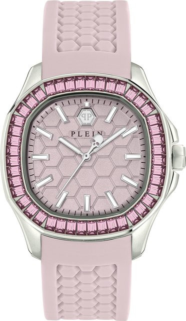 Philipp Plein Damenuhr, Quarz, Edelstahl, 38 mm, Pink, Silikon, 5 ATM - Bild 1