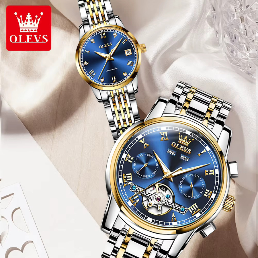 OLEVS Armbanduhr, Mechanisch, Edelstahl, Blau, Unisex - Bild 2