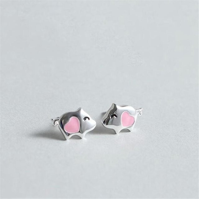YIRAN Jewelry Ohrstecker, 925 Silber, Rosa Schwein, Damen - Bild 1