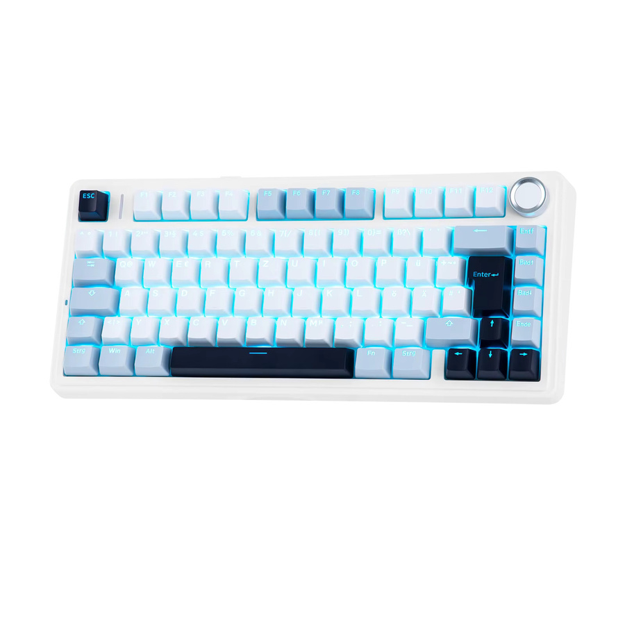 Epomaker x Aula F75 Mechanische Tastatur mit Tri-Mode-Konnektivität, QWERTZ Deutsches Layout, Kabellos, 4000-mAh-Akku, Weiß/Blau - Bild 2