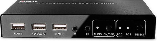 Lindy 2 Port KVM Switch HDMI 4K60 mit USB 2.0 und Audio in Schwarz - Bild 3