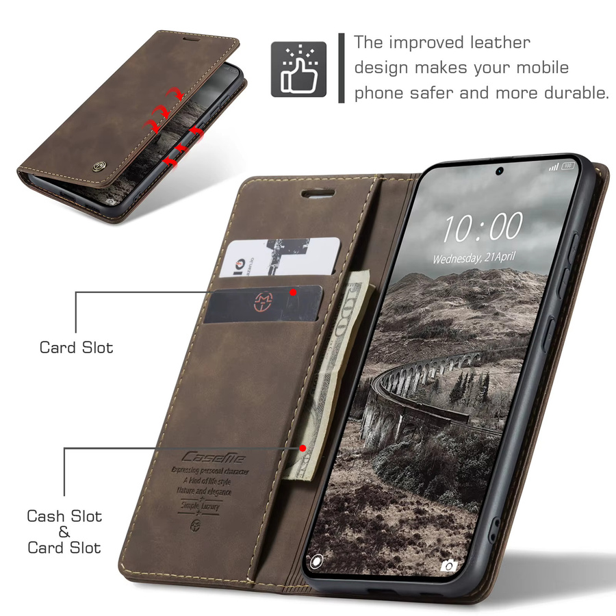 CaseMe Luxus Retro Magnetische Flip-PU-Leder-Handyhülle für Xiaomi 17T und Xiaomi 17T Pro als Wallet Cover in Schwarz oder Braun - Bild 4