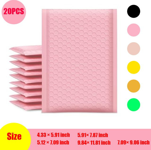 20 Stück verstärkte Luftpolstertaschen selbstklebend in Pink und Schwarz für deine Versandverpackungen - Bild 1