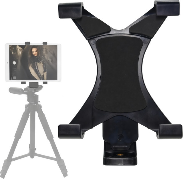 VeFly Universelle Tablet-Stativhalterung mit 1/4-Zoll-Gewindeadapter für iPad und Galaxy Tablets in Schwarz - Bild 1