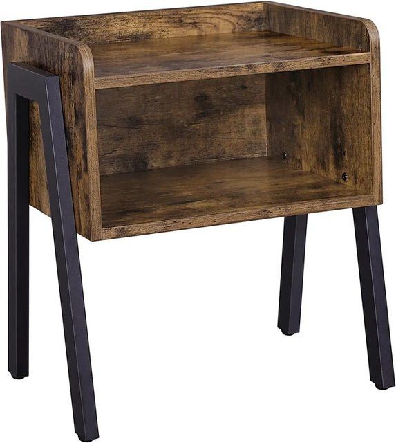 Vasagle Nachttisch im Industrial Style, Braun-Schwarz, B/T/H: 42 x 52 x 35 cm - Bild 1