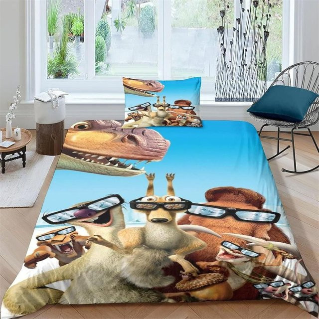 Bettwäscheset Eiszeit mit 3D-Druck von Lodestar, Blau, 3-teilig, B/H: 173 x 218 cm - Bild 1