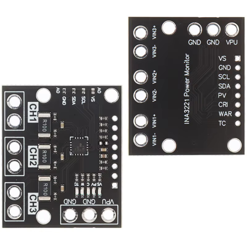 SAMIROB Ina3221 Dreifach-Kanal-Modul zur High-Side-Messung mit Shunt- und Bus-Spannungsmonitor, I2C- und SMBus-kompatibel, Schwarz - Bild 4