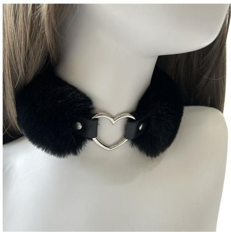 CoralReef Choker-Halskette, Legierung, Kunstpelz, Schwarz, Unisex - Bild 1