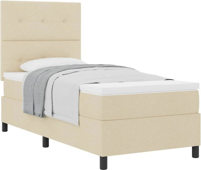 vidaXL Boxspringbett mit Matratze in Beige, B/T/H: 100 x 200 x 140 cm - Bild 1