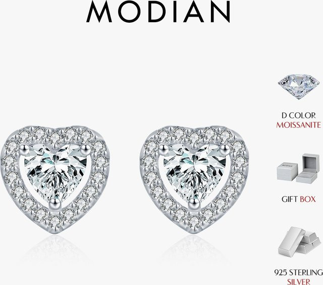 MODIAN Ohrstecker 925 Silber, Moissanit, Damen - Bild 1