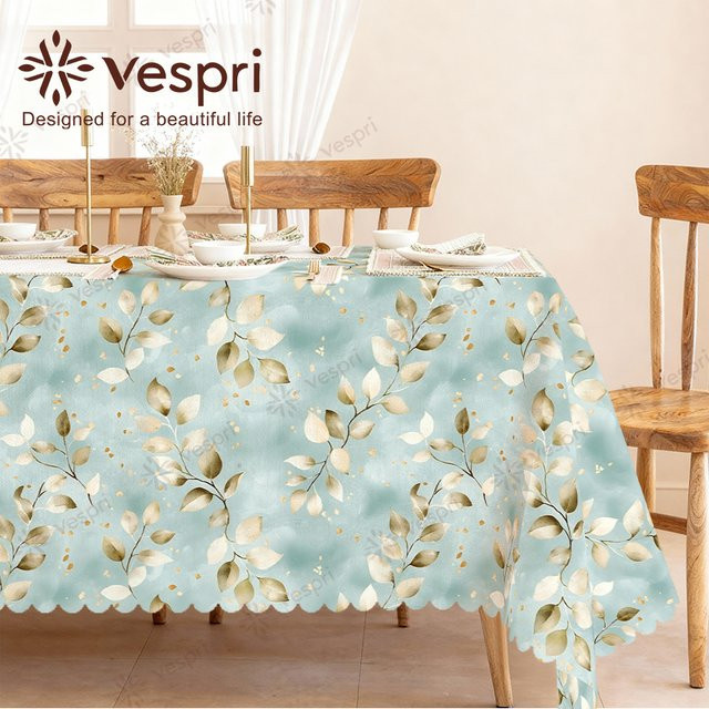 Vespri Frühlingstischdecke mit Blumenmuster in Hellblau und Weiß aus Polyester - Bild 1