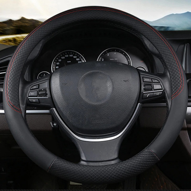 GNUPME Auto-Lenkradbezug aus hochwertigem Mikrofaser-Leder, passend für 98 % der Automodelle, Durchmesser: 37–38 cm - Bild 1