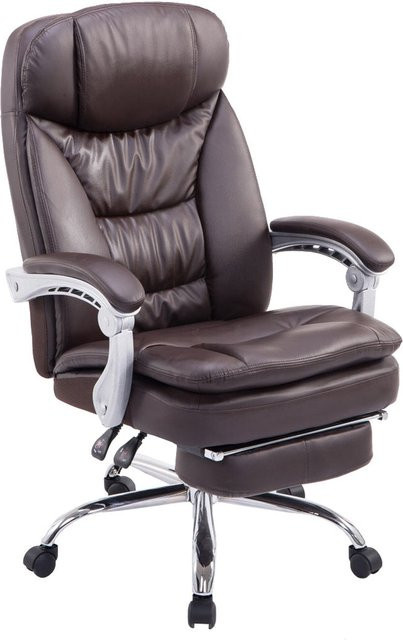 TPFLiving XL Bürostuhl Troja Executive Chair aus Kunstleder in Braun mit Armlehnen und Rollen - Bild 1