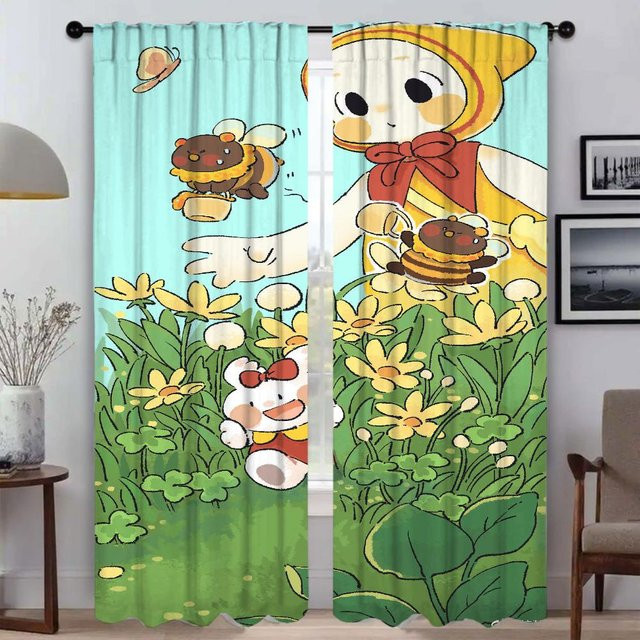 Zweierpack halbtransparente Tüllvorhänge für Wohnzimmer und Schlafzimmer, Mehrfarbig, Breite: 50 cm, Höhe: 70 cm - Bild 1