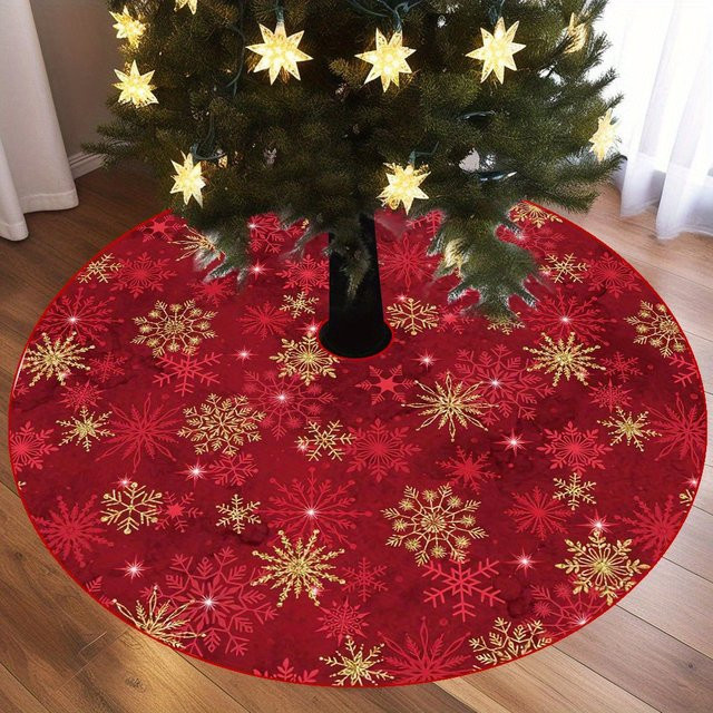 VIKAMA Weihnachtsbaum-Rock in Rot mit floralem Design, doppellagig und rund - Bild 1