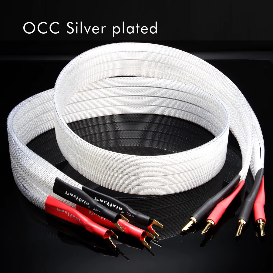 Preffair HIFI Lautsprecherkabel Paar 8N OCC versilbert mit PTFE-Isolierung in Silber - Bild 2