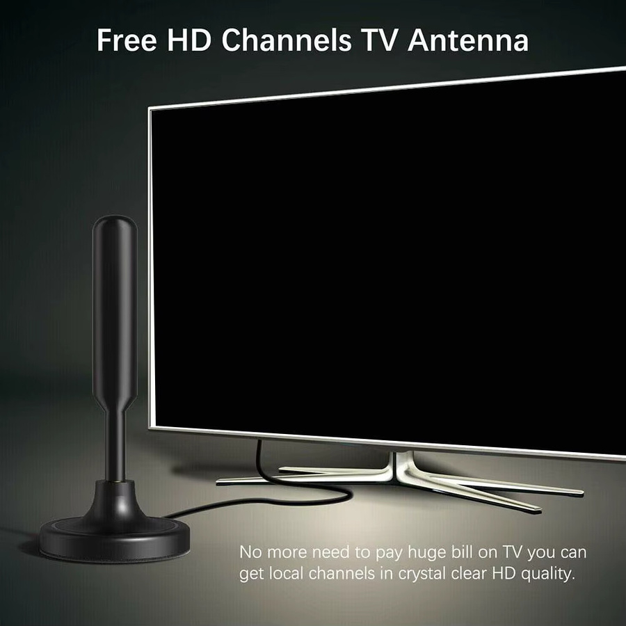 Digitale Innenraum-Antenne mit Signalverstärker für 720P und 1080P Fernsehen in Schwarz mit Adapter - Bild 5
