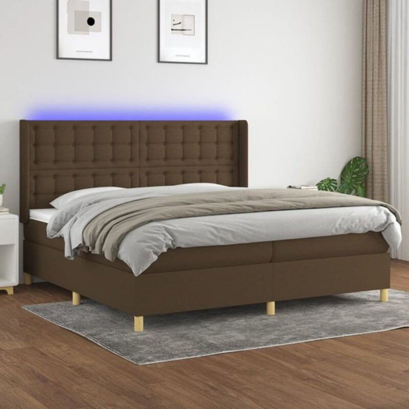 Vidaxl Boxspringbett mit Matratze in Braun aus Stoff, B/T/H: 200 x 200 x 118 cm - Bild 1