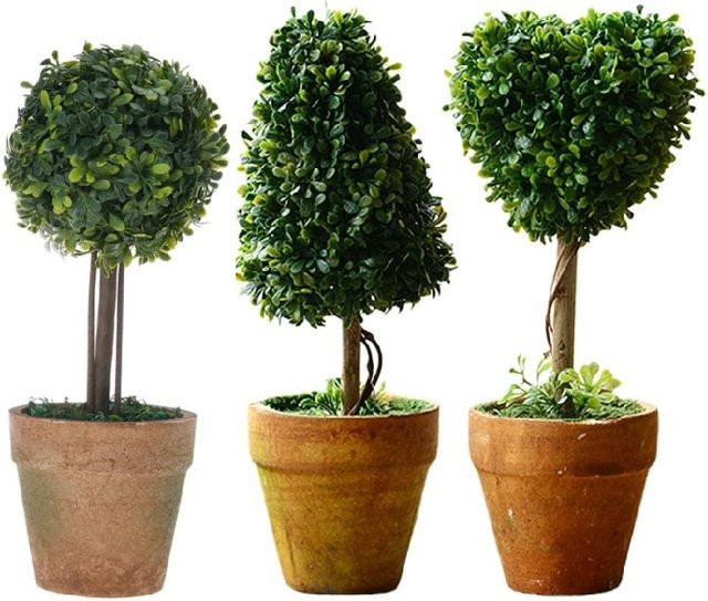 Künstliche Topfpflanze Kleiner Baum in Grün mit Titanium Topf als Tischdekoration - Bild 1