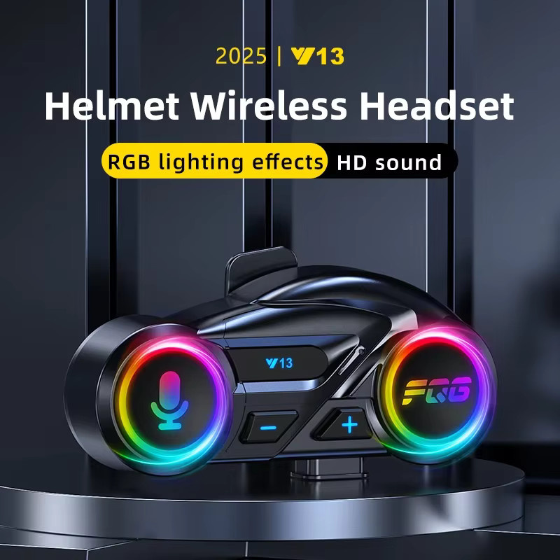 XINOWY Y13 Motorradhelm-Headset mit Bluetooth V6.0, Stereo FM-Radio, CVC+DSP Geräuschunterdrückung, RGB-Lichteffekten und IP56 Wasserdichtigkeit in Schwarz - Bild 3