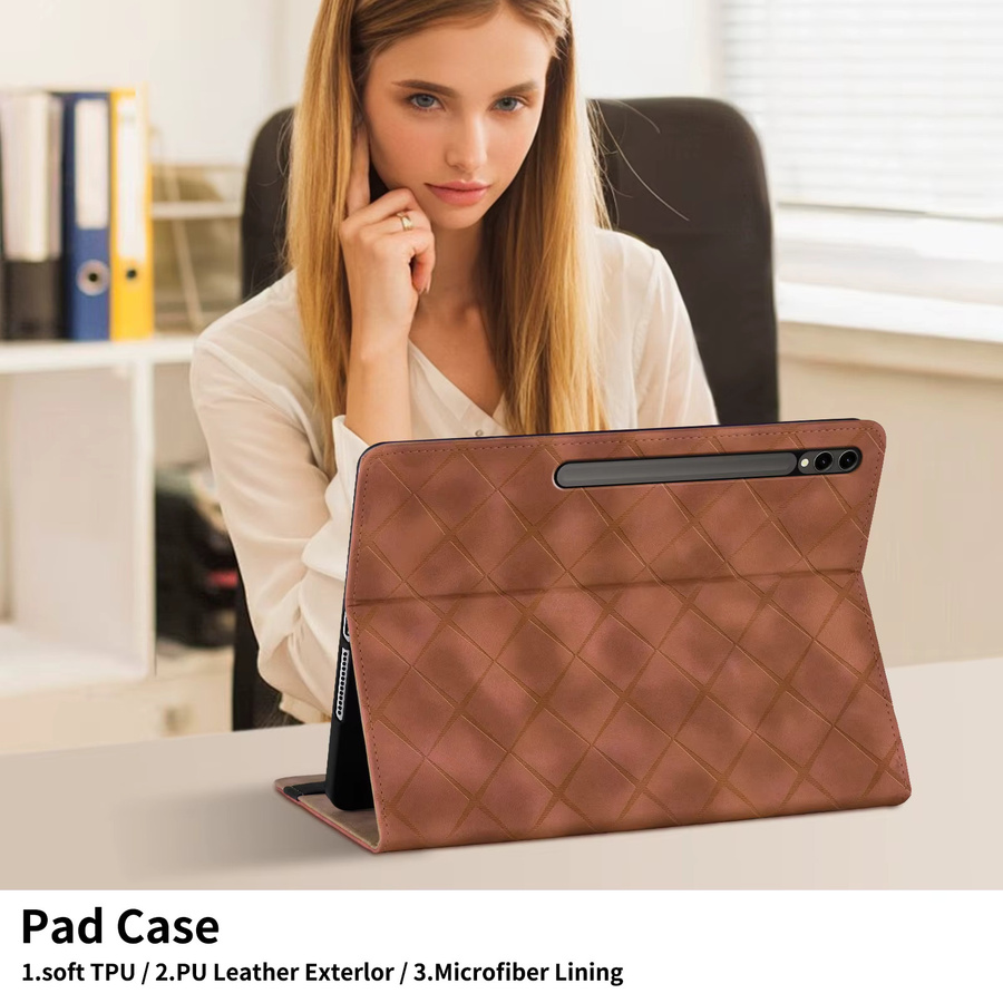 Business Flip Stand Tablet Cover für Samsung S9 FE Plus S6 A9 A8 X205 X200 X207 Leder Schutzhülle in Grün und Braun - Bild 3