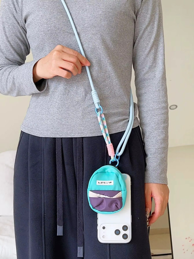 EHUIDE Verstellbares Handy-Lanyard mit Geldbörse und Handgelenkschlaufe in Pink oder Blau, 120 cm Länge - Bild 1