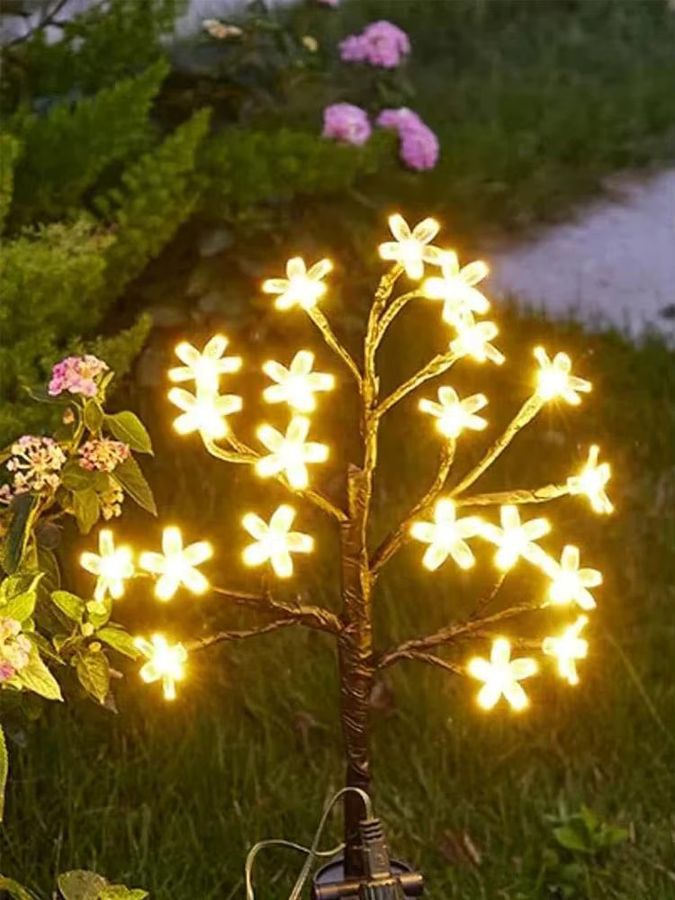 YORYZENG Solar Kirschblüte Bodenlampe LED wasserdichte Gartenbeleuchtung für Pfad und Landschaft als Outdoor Atmosphäre Licht - Bild 7