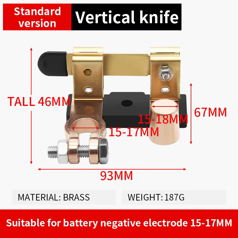 TKLK Auto Batterie Trennschalter aus Messing in Gold für 12V Netzteil Modifikation und Stromkreisunterbrechung - Bild 4