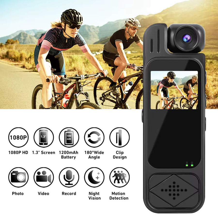 Occkic Mini Action Kamera 1080P HD BodyCam mit 1,3 Zoll Display, IR Nachtsicht und Unterstützung für bis zu 128GB Speicher, Schwarz - Bild 5