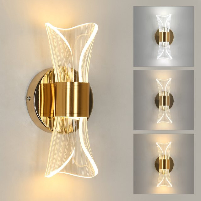 Moderne LED-Wandleuchte in Gold/Messing mit 12 W, dimmbar und mit einstellbaren Lichtfarben, Up-Down-Wandlampe für Schlafzimmer, Flur und Treppenhaus - Bild 1