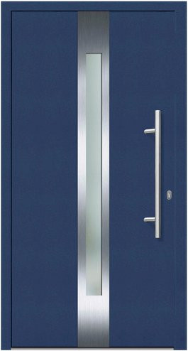 KNOCK Flügelüberdeckende Kunststoff-Haustür Terra in Stahlblau mit Glaseinsatz und Aluminium-Elementen, Höhe: 200,0 cm - Bild 1