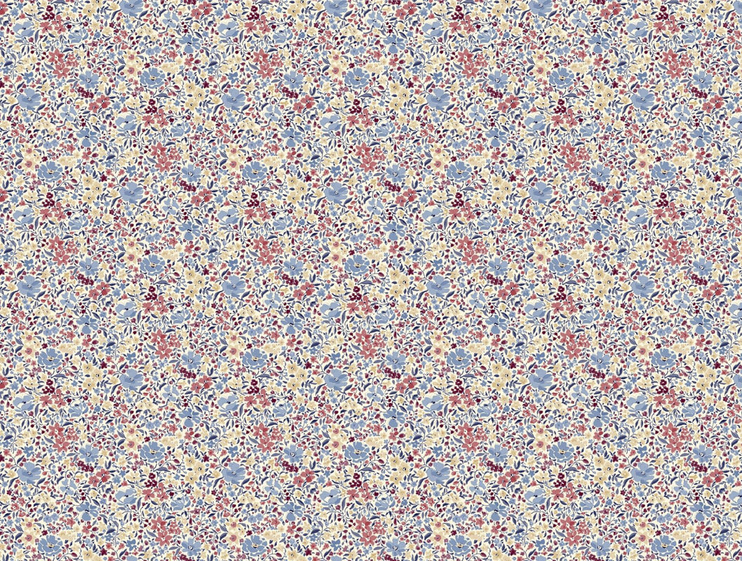 Quenin Tapete Fleurettes Griotte in Blau und Multicolour mit floralem Design aus Vlies - Bild 2