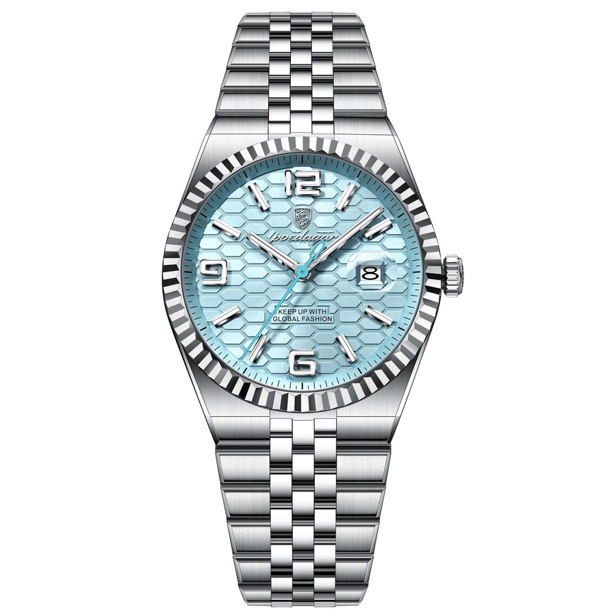POEDAGAR Armbanduhr Edelstahl, Quarz, Schwarz, Herren, Datum - Bild 7