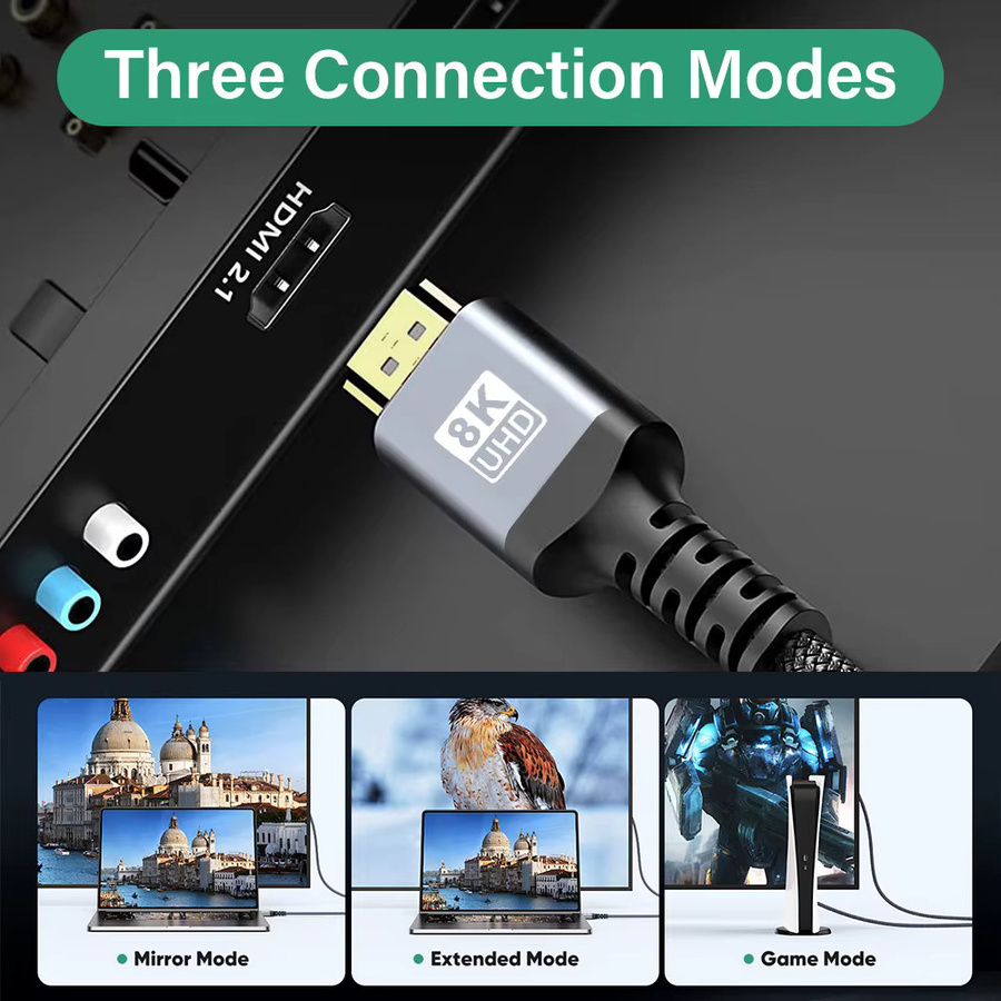 Nephy HDMI 2.1 Kabel High Speed 48Gbps 8K Ultra HD Videokabel Schwarz - Bild 3