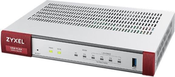 Zyxel ZyWALL USG FLEX 100HP Firewall mit 8 Ethernet/LAN Anschlüssen und 1GbE in Weiß - Bild 1