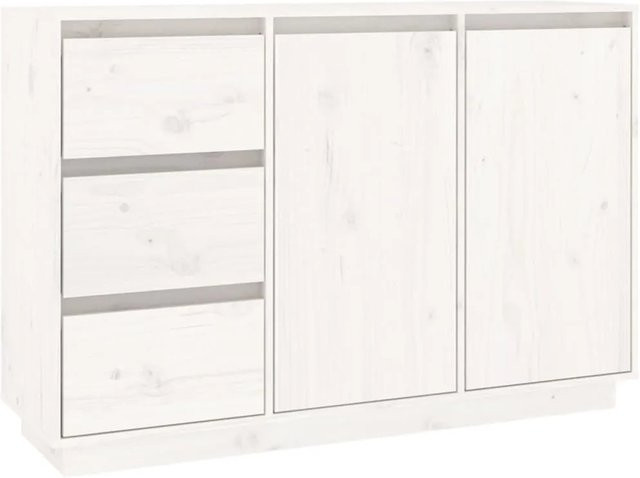 vidaXL Sideboard aus Kiefer-Massivholz in Weiß, rustikales Design, B/T/H: 111 x 34 x 75 cm - Bild 1