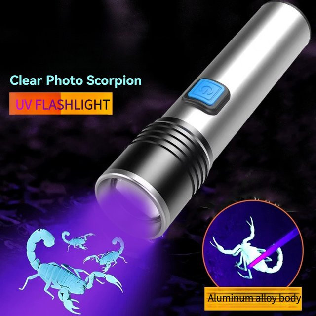BALDR Mini Tragbare LED-Taschenlampe mit Zoom-Funktion und Licht-Detektion in Lila - Bild 1