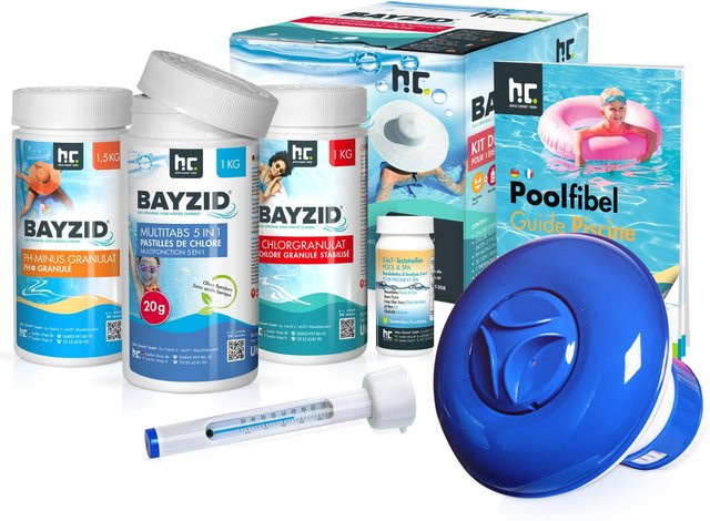 Bayzid Pool Starterset 7-teilig zur Wasserpflege mit Chlor, pH-Minus und Multitabs - Bild 1